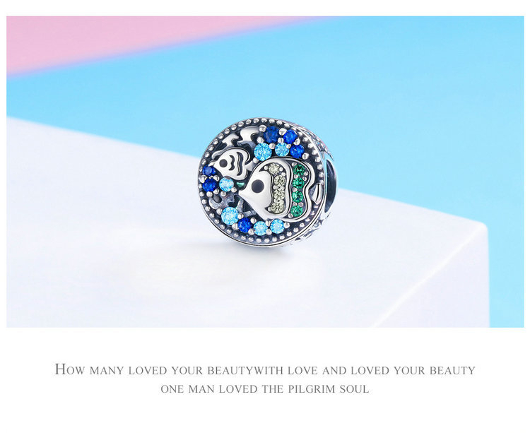 New Creative S925 Sterling Silver Inlaid Colorful Zircon Underwater World Necklace Pendant Women Fashion Personality Necklace Pendant Bracelet Beaded Jewelry DIY Accessories