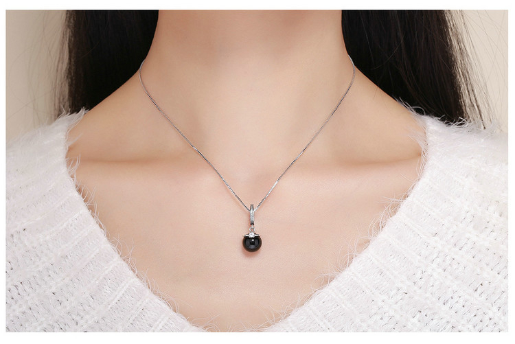 New Simple Black Pearl S925 Sterling Silver Necklace Pendant Women Fashion Bracelet Necklace Jewelry DIY Accessories