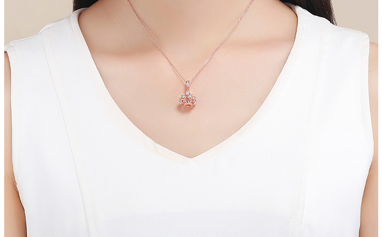 New Creative Rose Gold Plated S925 Sterling Silver Inlaid Zircon Crown Necklace Pendant Women Fashion Beaded Bracelet Beads Banquet Jewelry DIY Accessories
