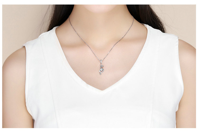 New Simple S925 Sterling Silver Inlaid Zircon Mermaid Necklace Pendant Women Fashion Bracelet Necklace Beads Casual Jewelry DIY Accessories