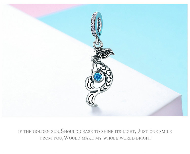 New Simple S925 Sterling Silver Inlaid Zircon Mermaid Necklace Pendant Women Fashion Bracelet Necklace Beads Casual Jewelry DIY Accessories