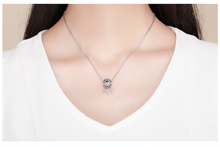 New Creative Dream Catcher S925 Sterling Silver Inlaid Zircon Necklace Pendant Women Fashion Vintage Jewelry Necklace Bracelet Beads DIY Accessories