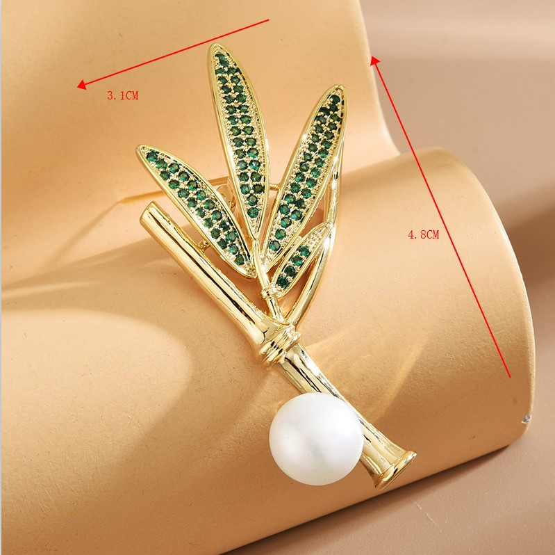 New Copper Alloy Inlaid Zircon Bead Clothing Brooch Pins for Women Fashion Corsage Simple Dress Accessories Brooches
