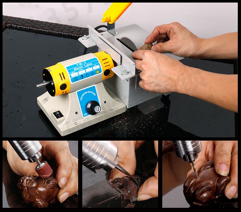 220V TM2 Gem Jewelry Rock Polishing Grinding Machine Bench Lathe