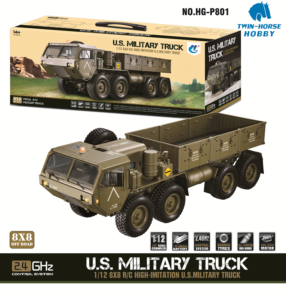 HG P801 RC Model Truck Twin Horse Model