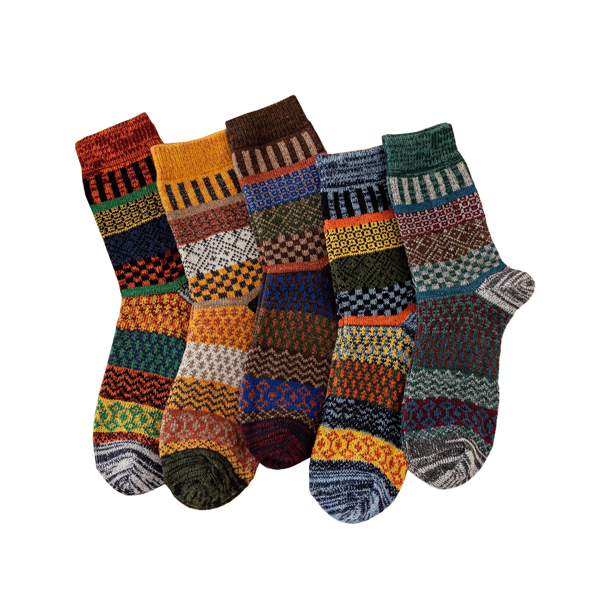 Men's 5 Pairs Retro Ethnic Style Woolen Socks – Martboutique