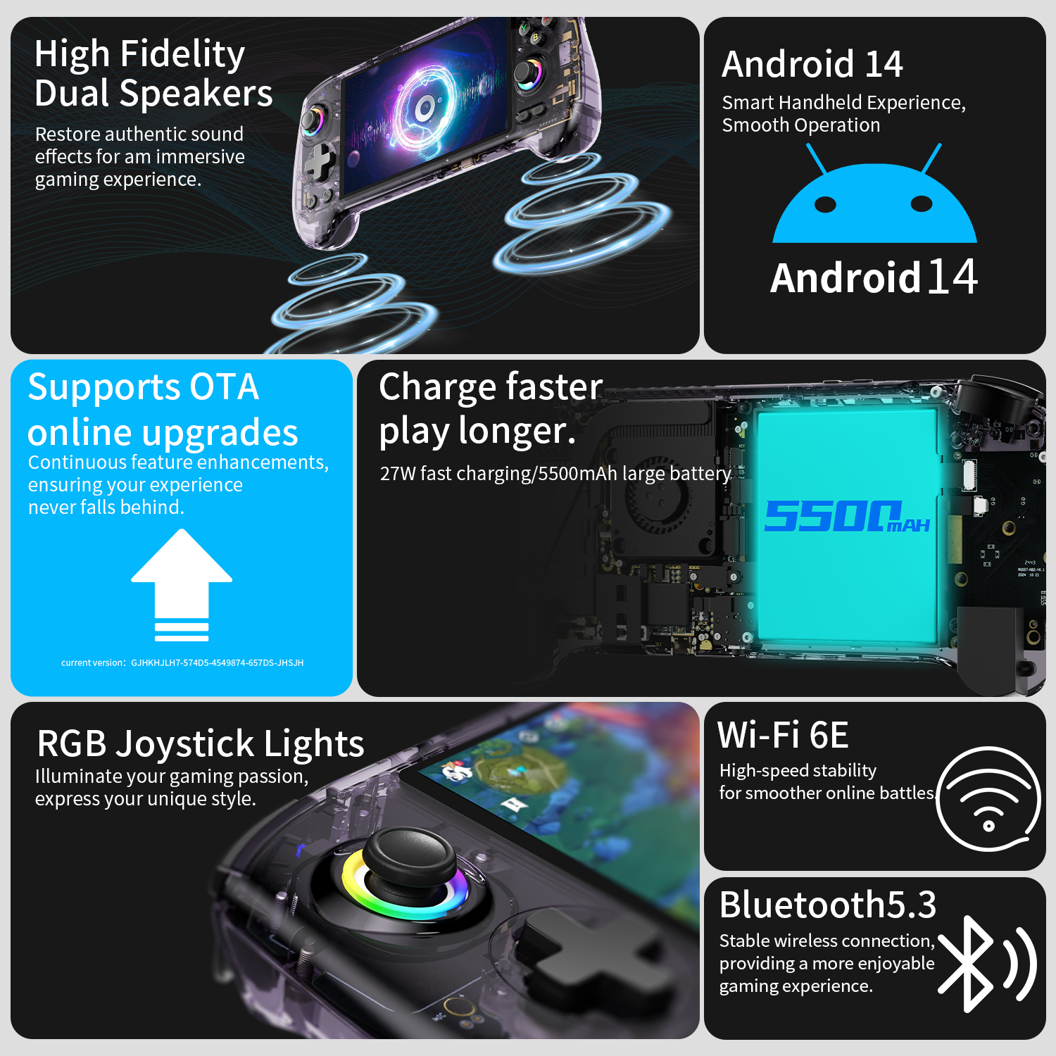 ANBERNIC RG557 Handheld Game Console Android 14 5.48' AMOLED