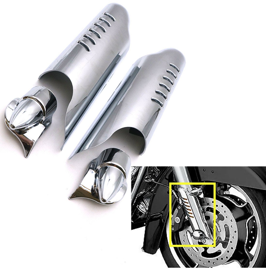 2x Chrome Fork Lower Leg Deflector Cover For Harley Glide Road king