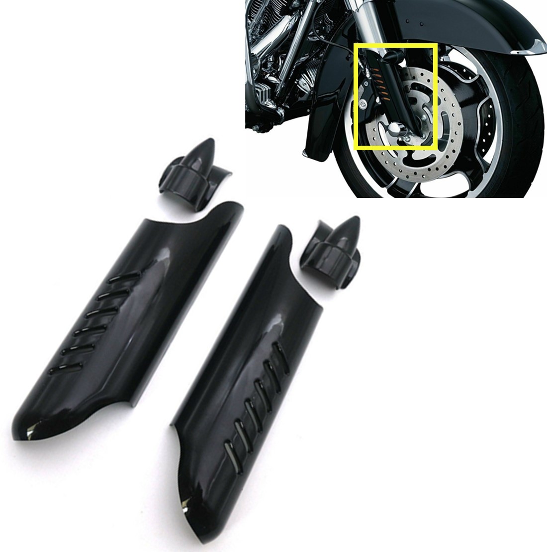 Black Lower Fork Leg Covers Deflectors For Harley Touring FLHT Bagger