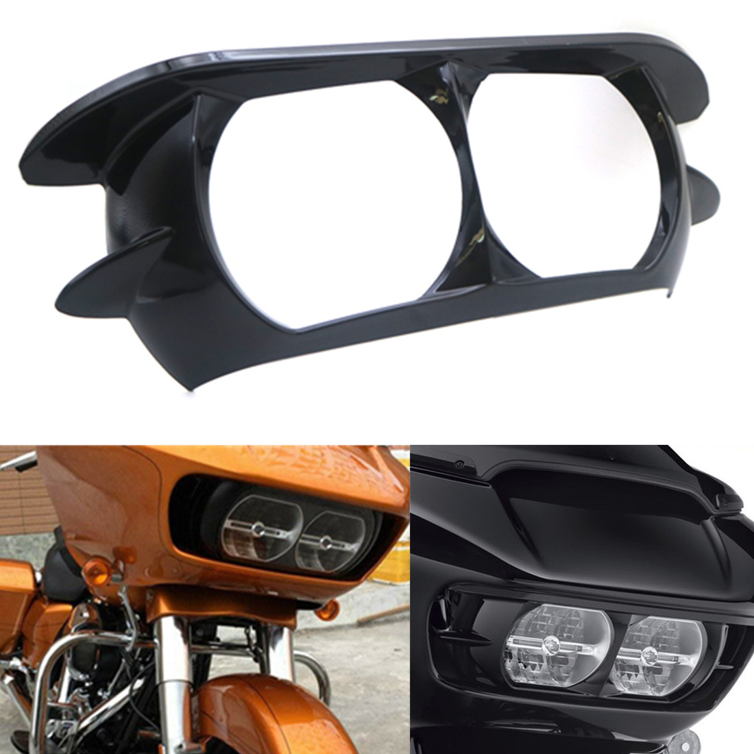 Black Headlight Bezel Trim Fairing Cover For Harley Touring Road Glide