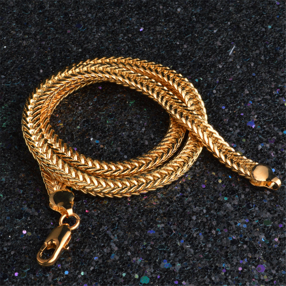 20" 6mm Stainless Steel 18k Gold Filled Snake herringbone Necklace Link