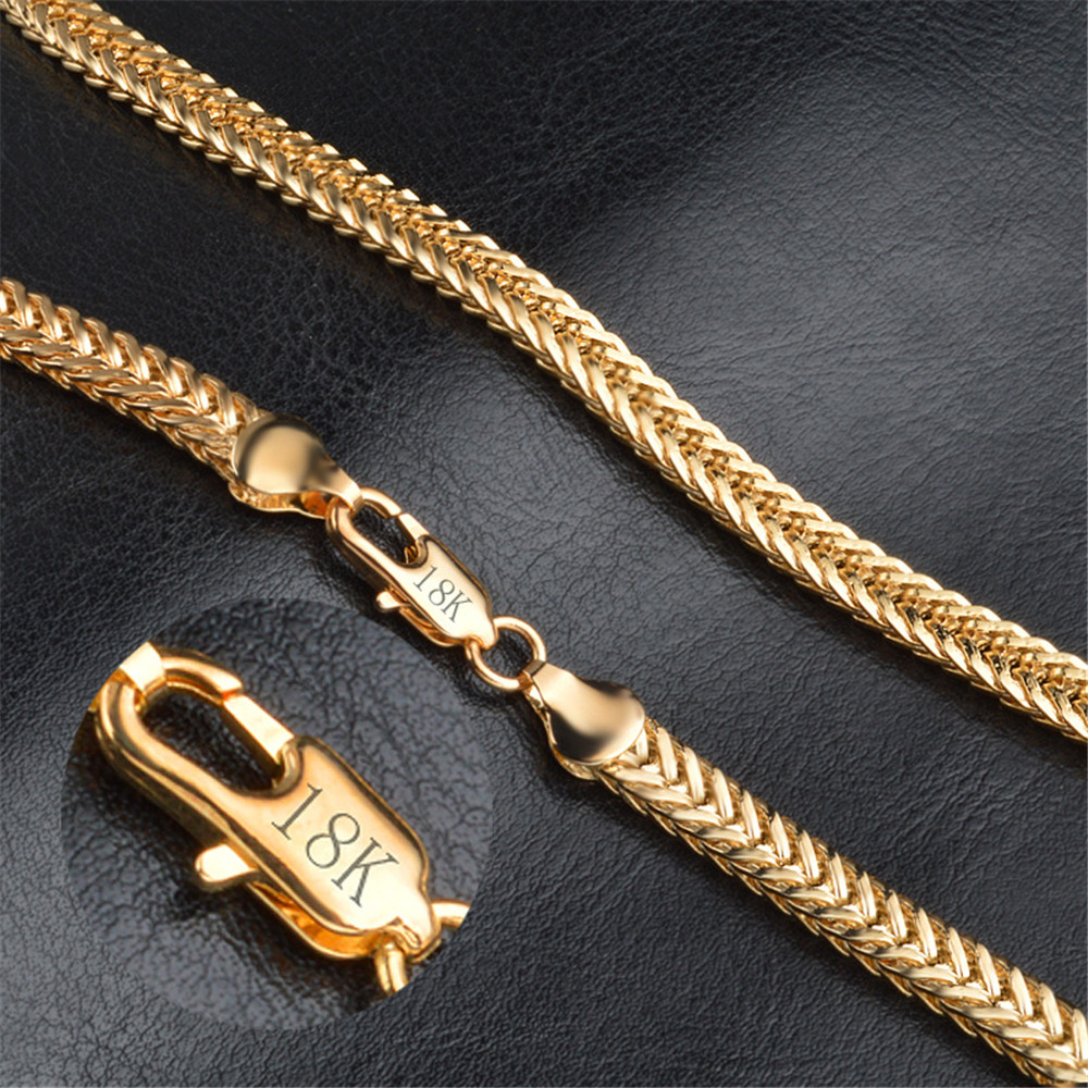 Stainless Steel 18K Gold Filled Curb Twist Snake Cuban Chain Necklace