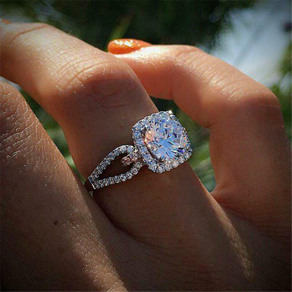 ★47bag ★ 925 Silver Espyn Diamond Ring 664053 SUN 925 Sterling Silver Real Round-Cut Diamond Bypass Ring