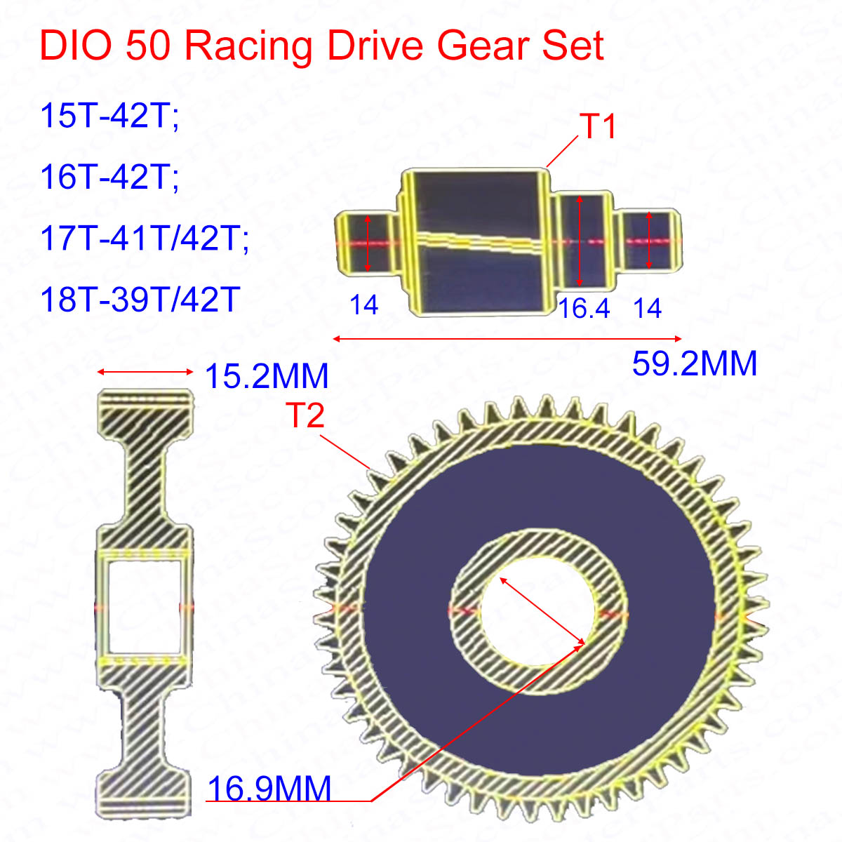 オートバイ ETC ☆●●● ③ Racing Transmission Gear Set 16T 18T 42T for DIO 50 AF18 AF28 ZX34