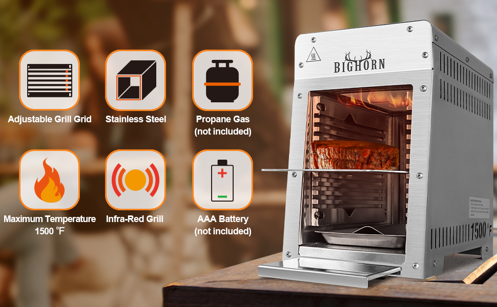 BIG HORN OUTDOORS Portable Infrared Propane Gas Grill Steak Grill