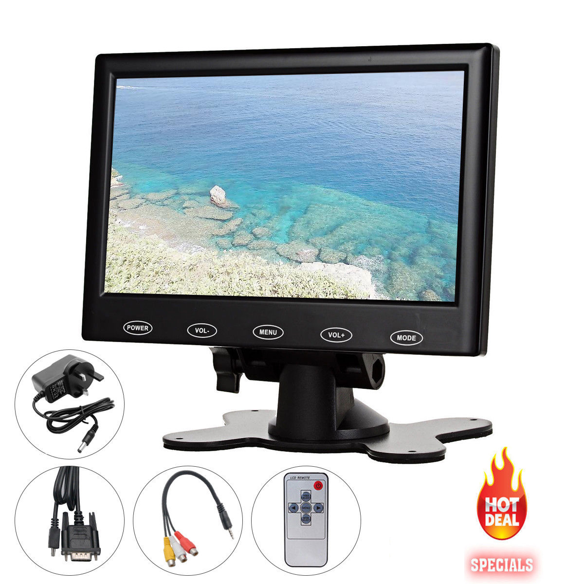 7 Inch Tft Lcd Cctv Security Monitor Display Hd Tv Av Vga Hdmi 1080p