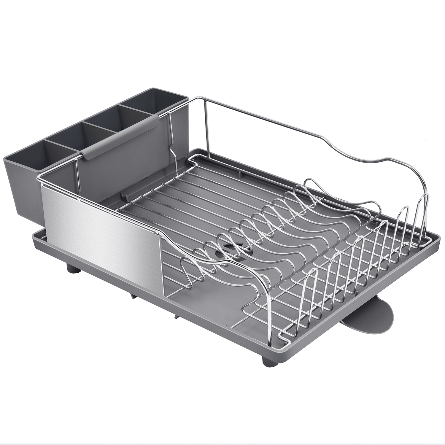 stainless steel dish rack with drainer