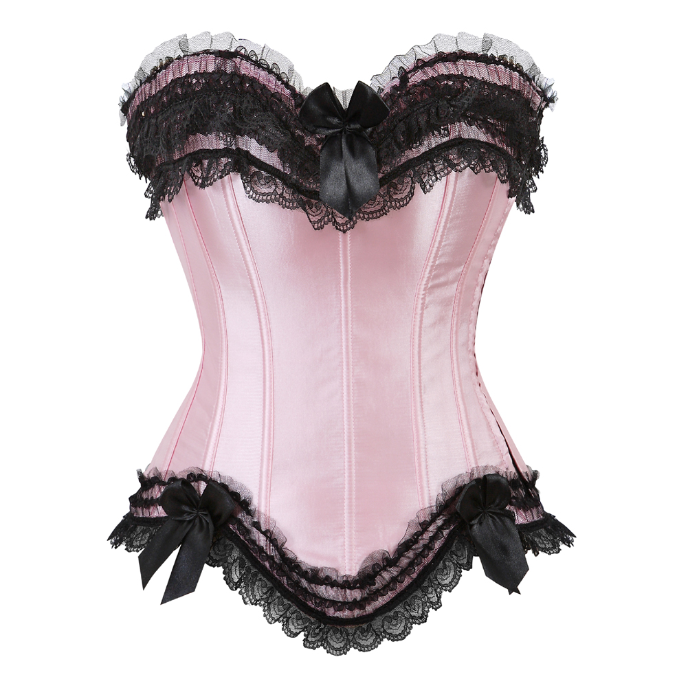 Corset for Women Casual Bustier Plus Size Zip Side Corselet Lace up ...