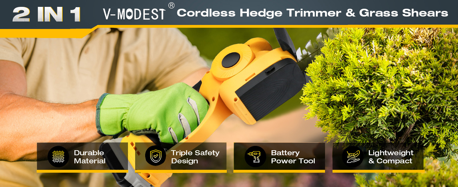 Cordless Hedge Trimmer For DeWalt 20V - 3-in-1 Grass Shear & Bush Trimmer With Interchangeable Blades