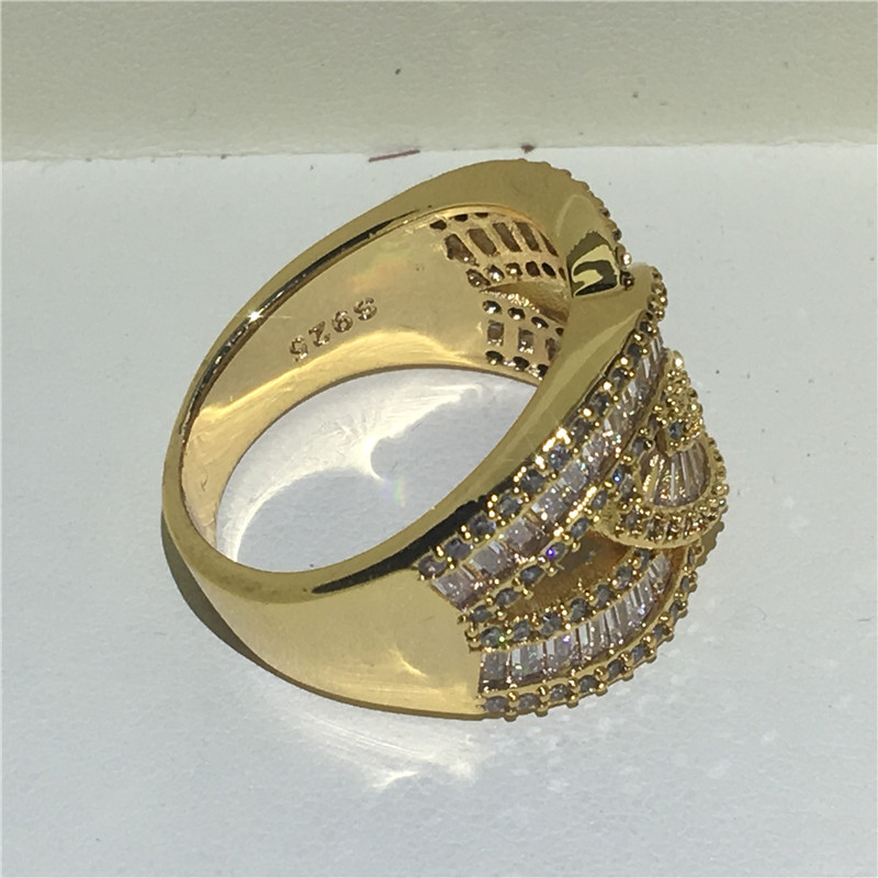 Women Cross Thumb Ring Yellow Gold Filled Engagement Wedding Band Gift ...