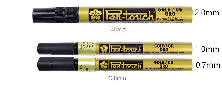 Sakura Pen-Touch Paint Marker 0.7 mm Extra fine metallic Gold color, Pack  of 4