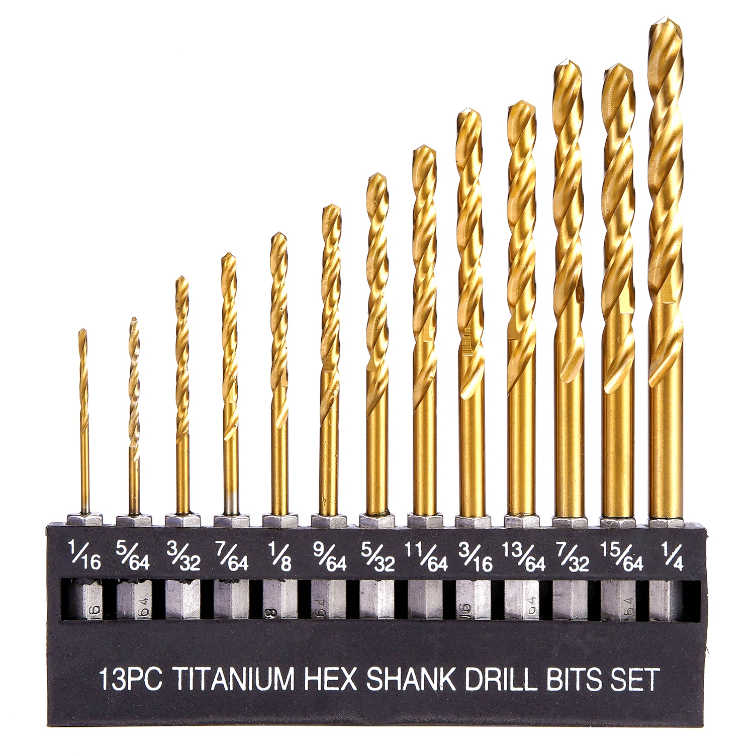 13PCS HSS-G M2 Twist Drill Bit Set Metal Titanium 1/16