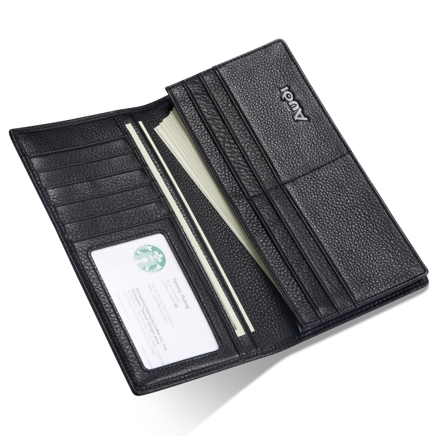 Genuine Leather Audi Bifold Wallet With 3 Credit Card Slots And ID Window