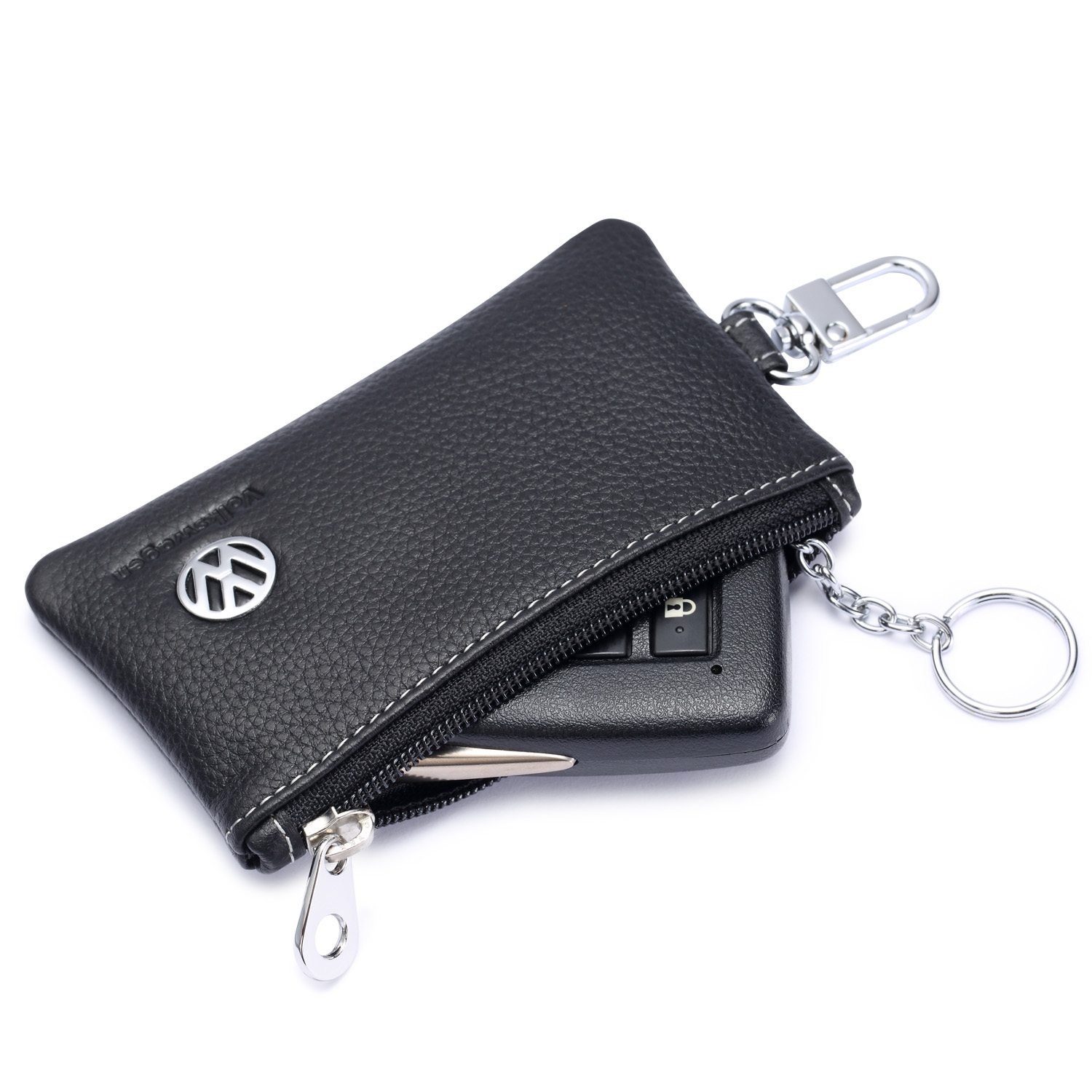 Volkswagen Key Holder Remote Cover Fob Case Bag 1 Metal Keyring Genuine