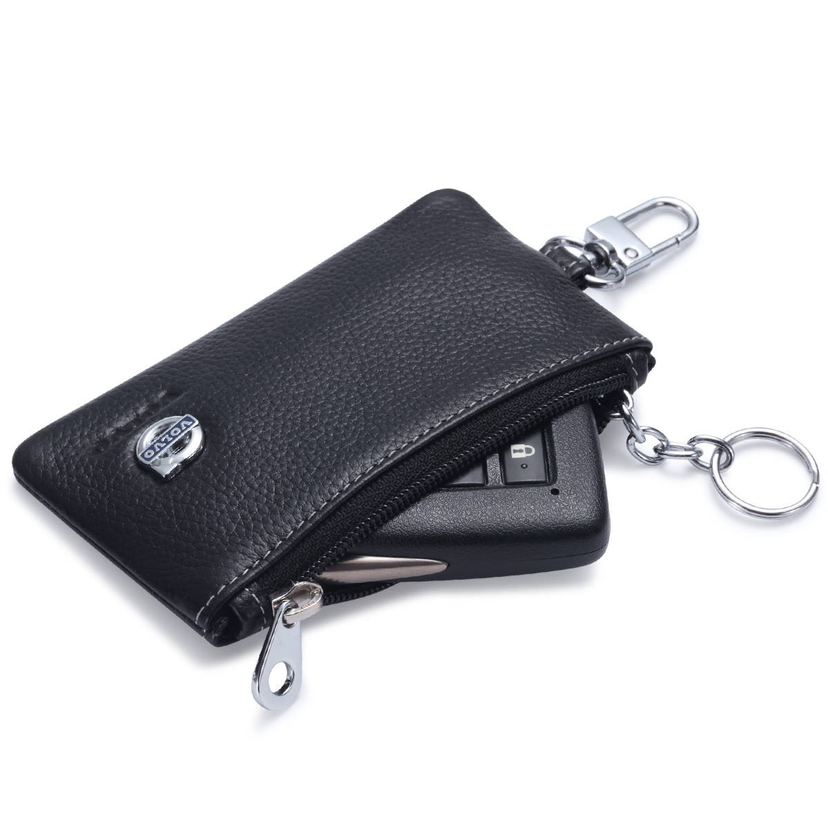 Volvo Key Holder Remote Cover Fob Case Bag with 1 Metal Keyring Genuine ...