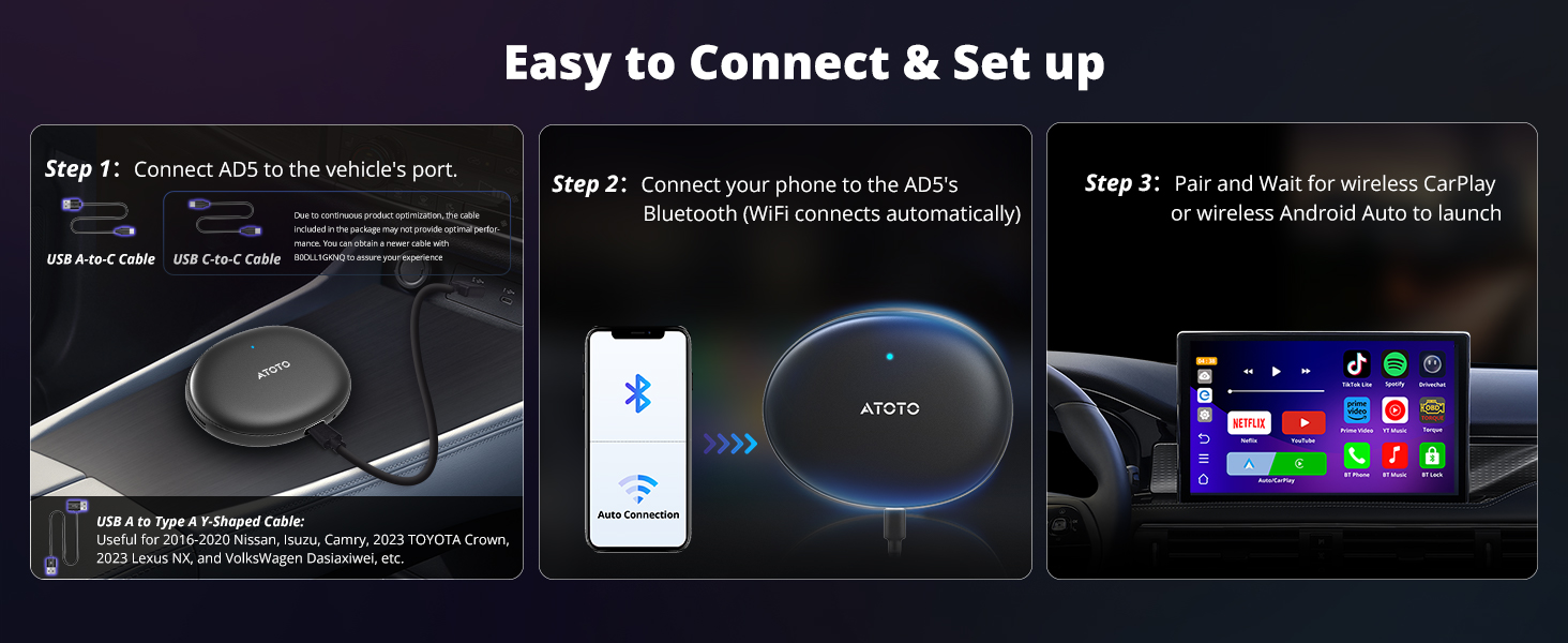 k*n様 【新品未使用】 ATOTO AD5 CarPlay AI Box ATOTO AD5 Android 12 Wireless Carplay AI BOX Android Auto