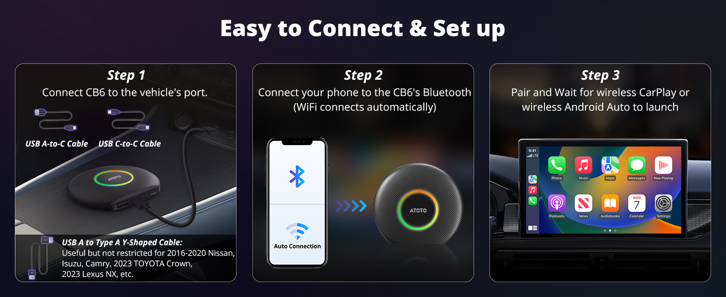ATOTO CB6 Ai Box-2024 Android 13 CarPlay adapter AI Box-8+